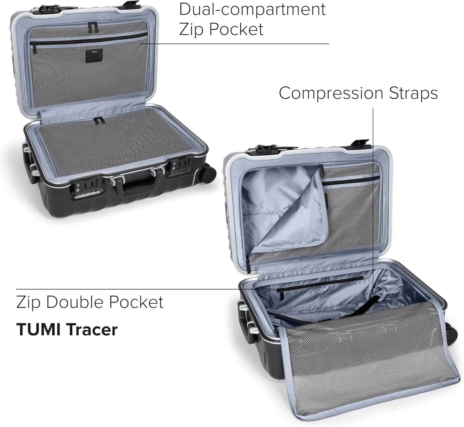 TUMI 19 Degree Frame International 4 Wheel Carry-On - Lightweight Suitcase - Hard Shell Luggage - 21.8" X 14.0" X 9.0" - Black Texture