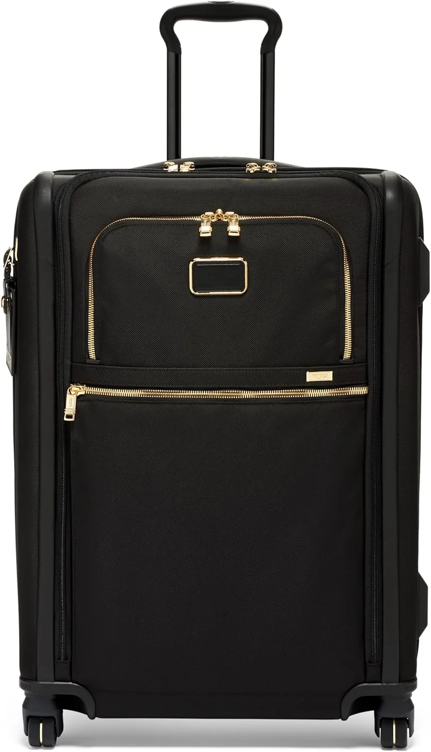 TUMI Short Trip Expandable 4-Wheeled Packing Case - Carry-On Suitcase with Combination Lock & Removable Garment Sleeve - Black/Gold