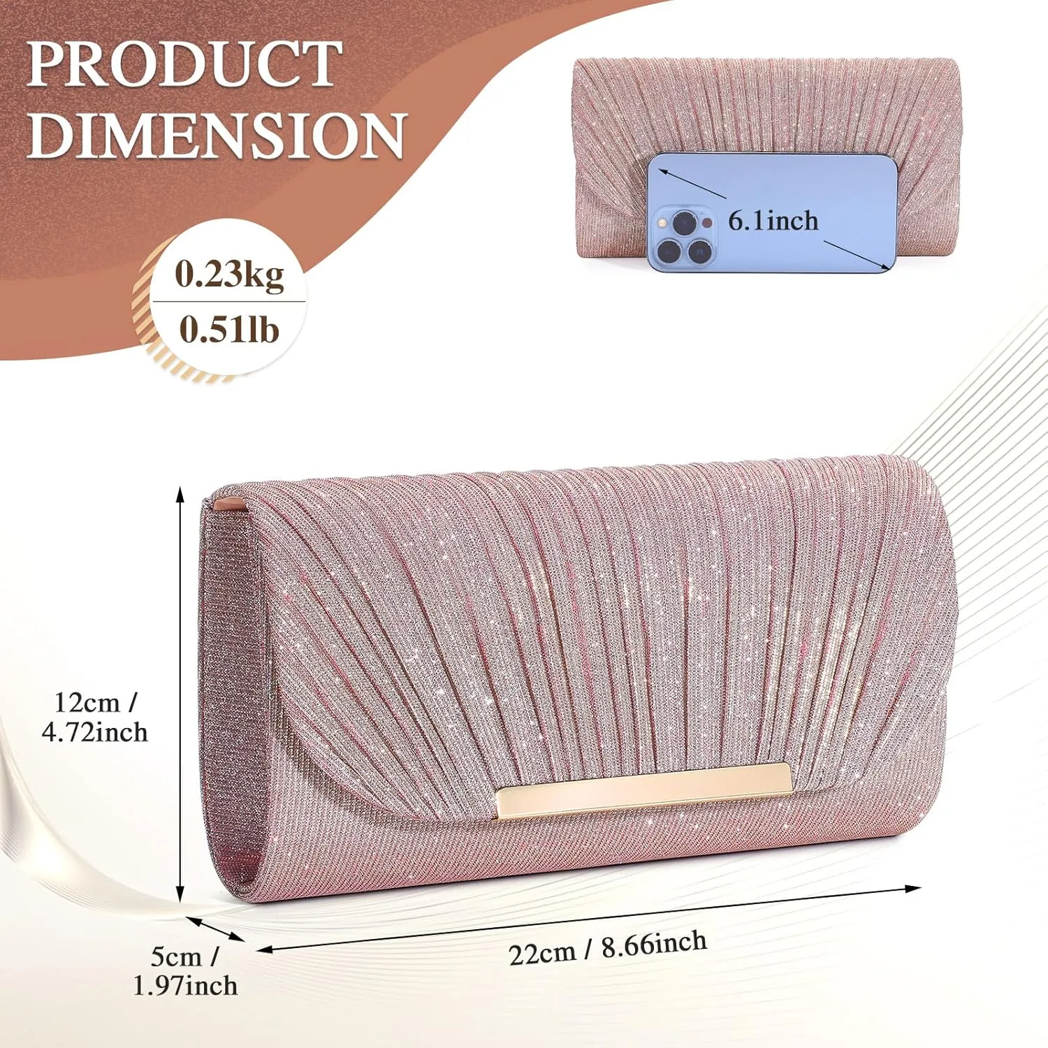 UBAYMAX Evening Bag Clutch Purses for Women Lady Girl Handbags Crossbody Bag Wedding Bag for Prom Party Wedding Engagement