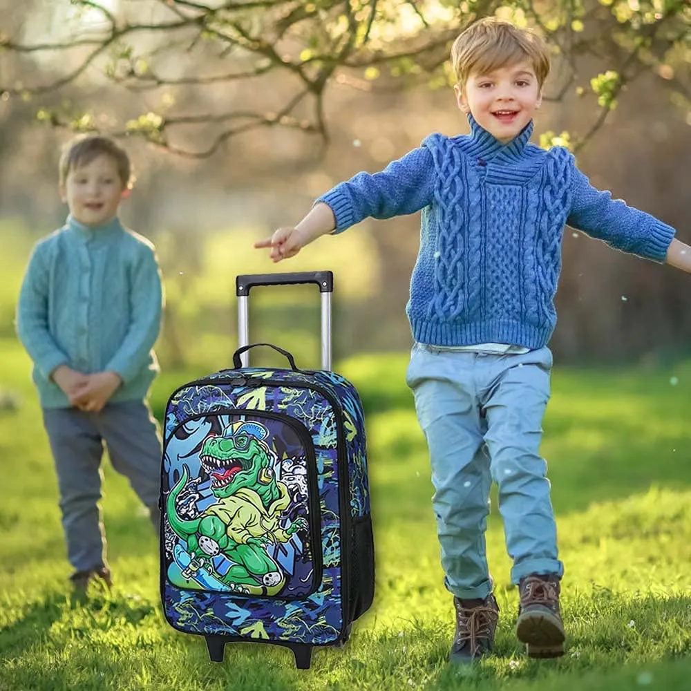 UFNDC Kids Luggage for Boys, Dinosuar Suitcase Rolling with Wheels，Travel Carry on for Children Toddler elementary