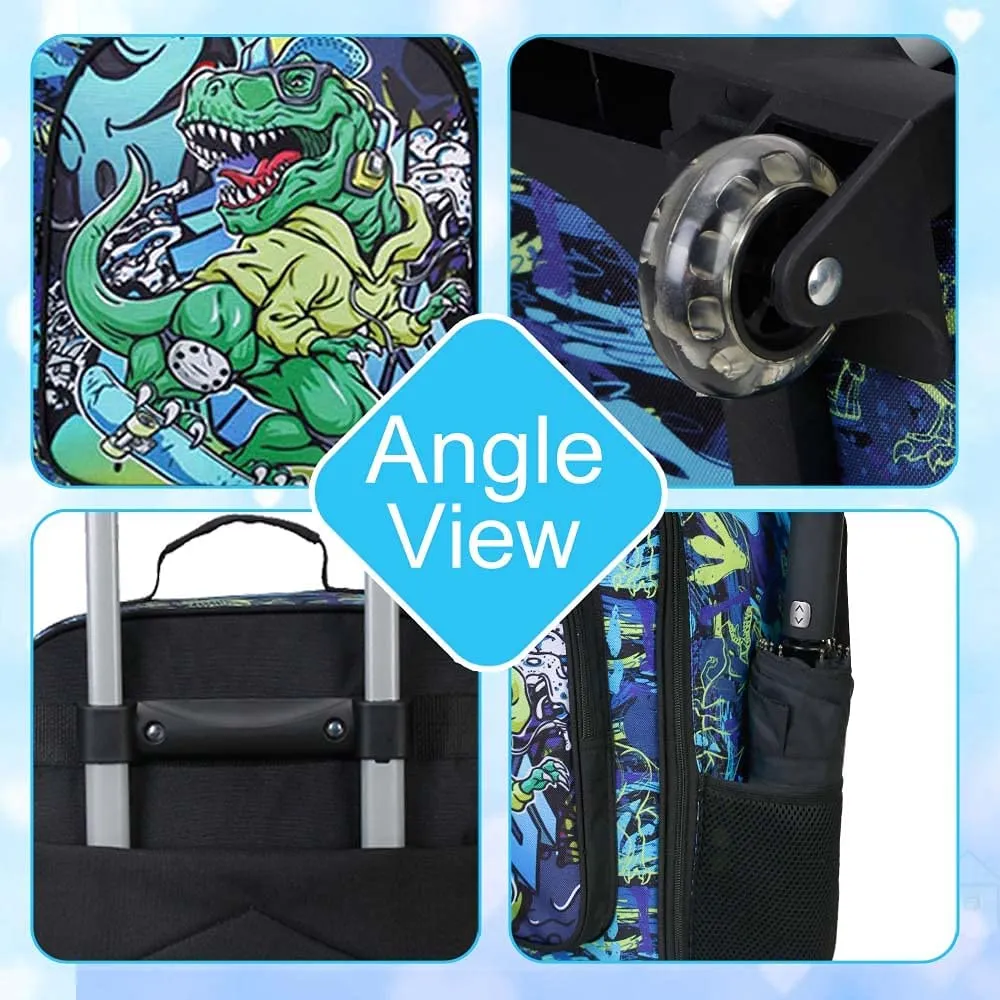 UFNDC Kids Luggage for Boys, Dinosuar Suitcase Rolling with Wheels，Travel Carry on for Children Toddler elementary