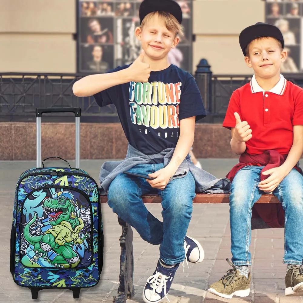 UFNDC Kids Luggage for Boys, Dinosuar Suitcase Rolling with Wheels，Travel Carry on for Children Toddler elementary