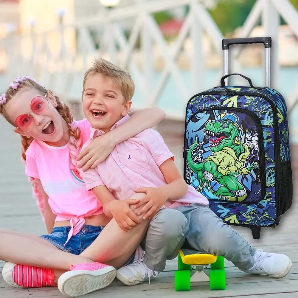 UFNDC Kids Luggage for Boys, Dinosuar Suitcase Rolling with Wheels，Travel Carry on for Children Toddler elementary