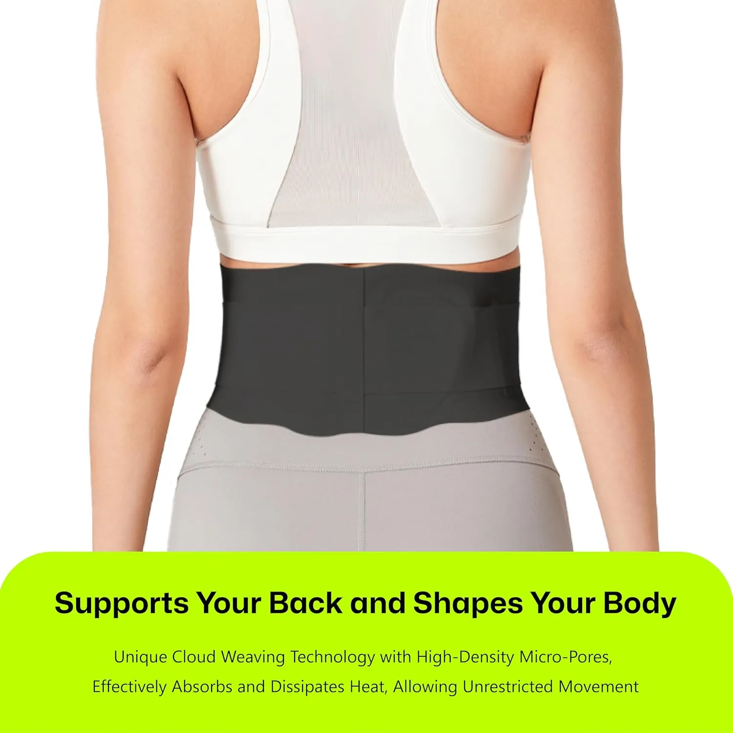Ultra Thin Back Brace for Lower Back, Breathable Lightweight Back Brace for Women & Men, Adjustable Back Support Brace for Lower Back Pain Relief, Sciatica, Scoliosis, Herniated Disc (Black, Small)