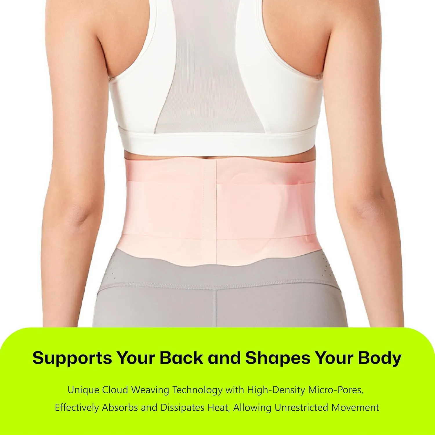 Ultra Thin Back Brace for Lower Back, Breathable Lightweight Back Brace for Women & Men (Pink, Large)