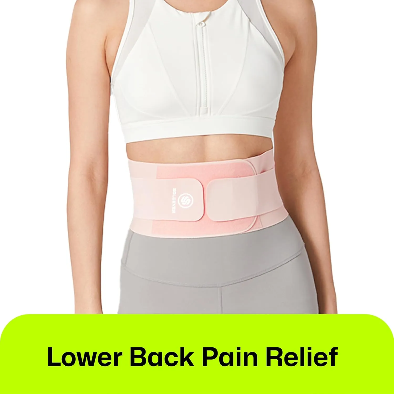 Ultra Thin Back Brace for Lower Back, Breathable Lightweight Back Brace for Women & Men (Pink, Large)