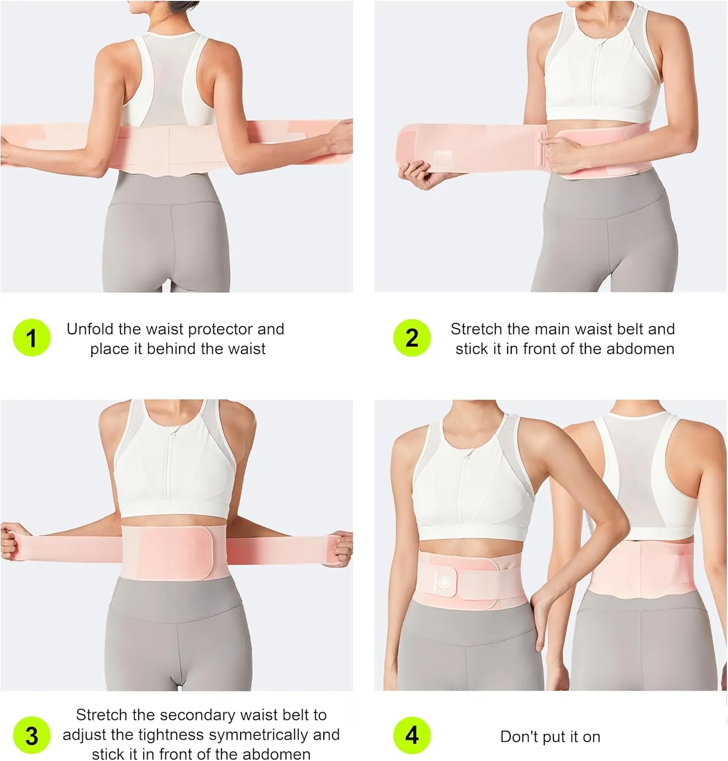 Ultra Thin Back Brace for Lower Back, Breathable Lightweight Back Brace for Women & Men (Pink, Large)