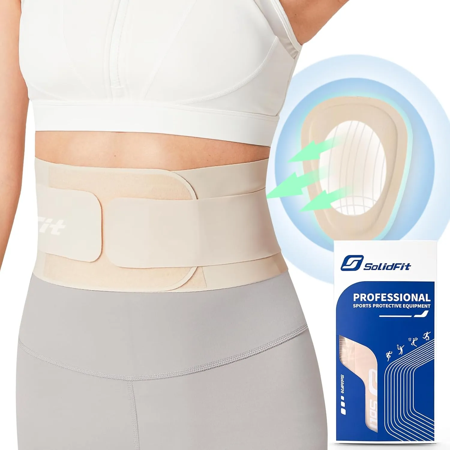 Ultra Thin Back Brace for Lower Back Pain Women, Lightweight Lower Back Support Brace for Sciatica, Scoliosis, Herniated Disc, Breathable Back Braces for Home, Work, Work Out (Beige, Small)