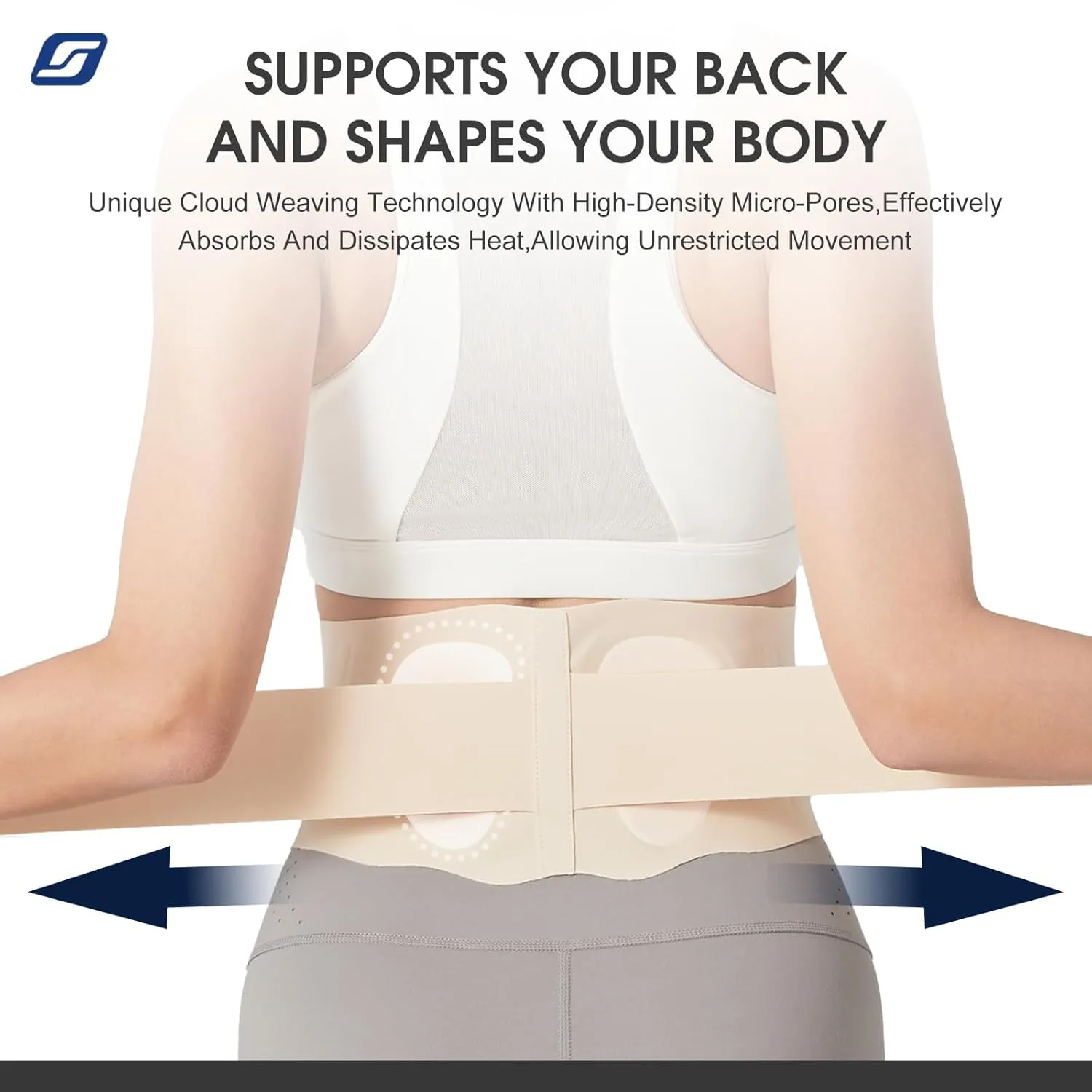 Ultra Thin Back Brace for Lower Back Pain Women, Lightweight Lower Back Support Brace for Sciatica, Scoliosis, Herniated Disc, Breathable Back Braces for Home, Work, Work Out (Beige, Small)