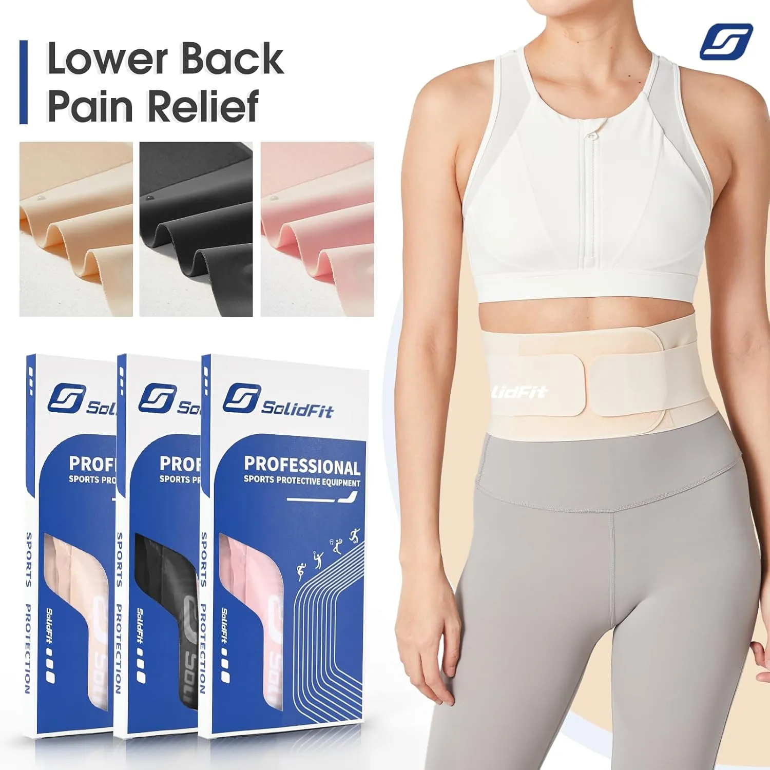 Ultra Thin Back Brace for Lower Back Pain Women, Lightweight Lower Back Support Brace for Sciatica, Scoliosis, Herniated Disc, Breathable Back Braces for Home, Work, Work Out (Beige, Small)