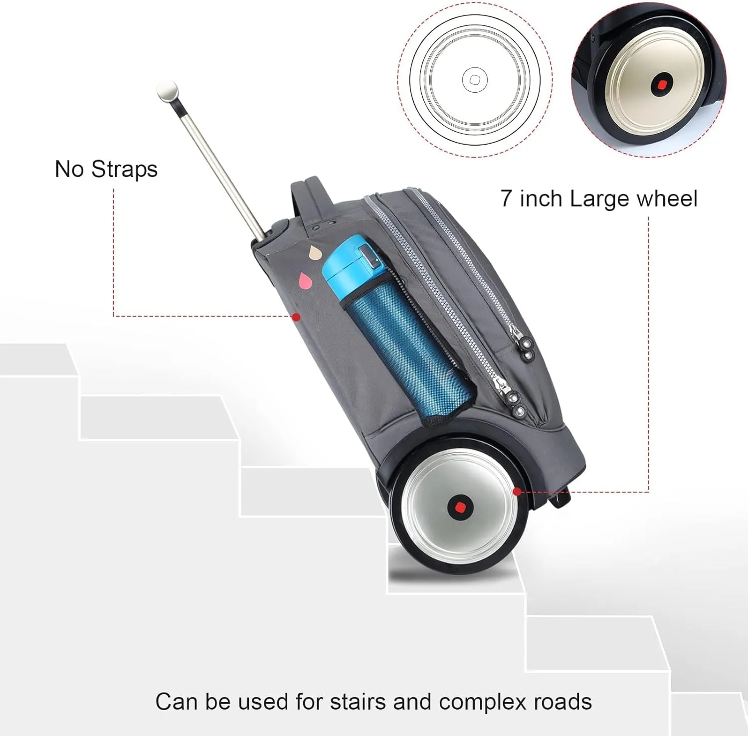 UNIKER Rolling Laptop Bag for 14 Inch Laptop,Roller Bag,Backpack with Wheels,20 Inch Wheeled Computer Bag (Colorful Rain)