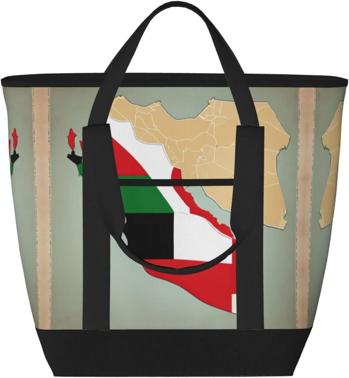 United Arab Emirates position map Beach bag suitable for women Large insulated grocery shopping bag with pocket zipper canvas handbag