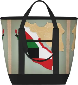 United Arab Emirates position map Beach bag suitable for women Large insulated grocery shopping bag with pocket zipper canvas handbag