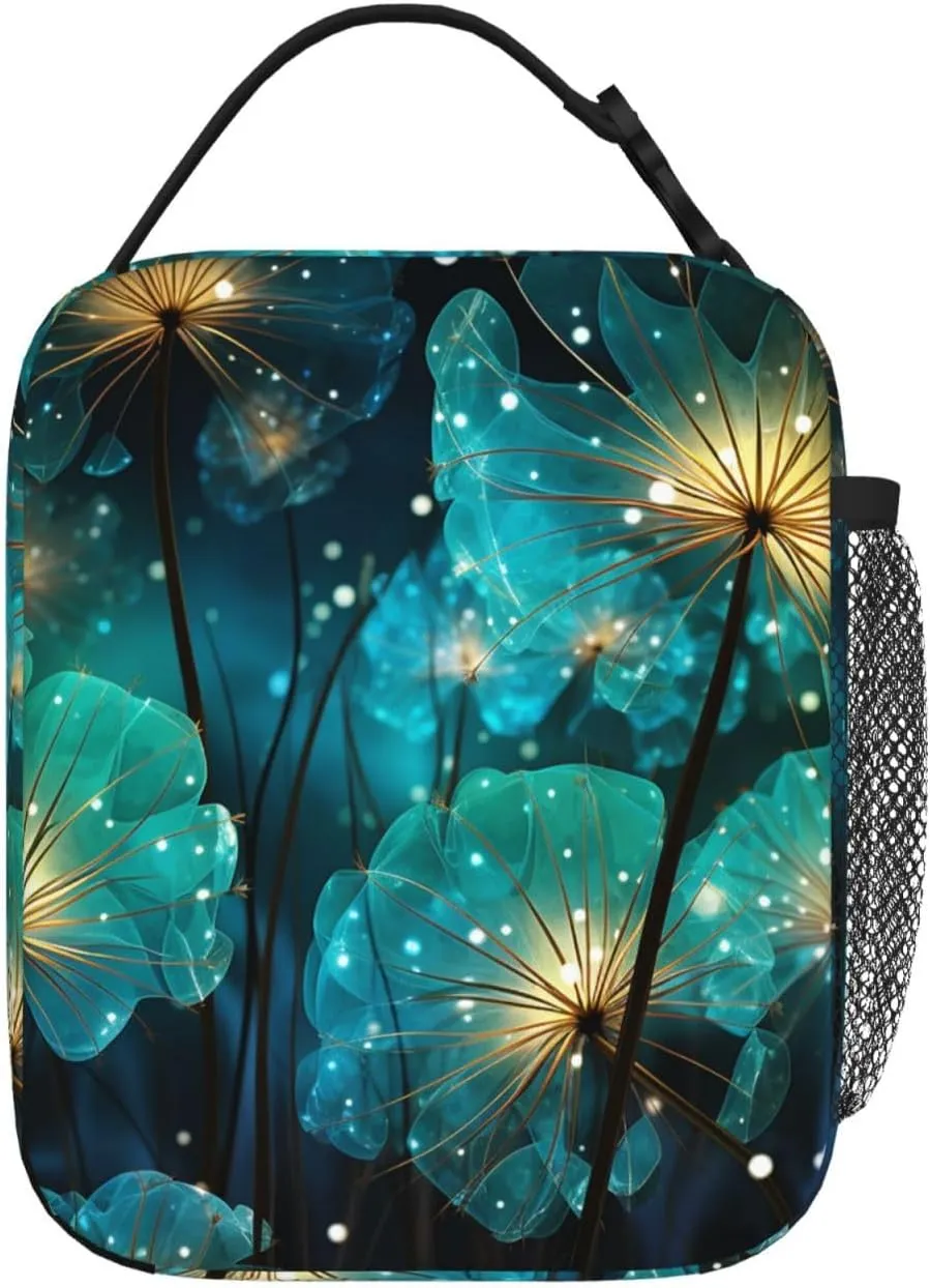 Unreal Flower Lunch Bag Women, Small Leakproof Cooler bag, Reusable Insulated bento lunch box for Work Office Picnic or Travel