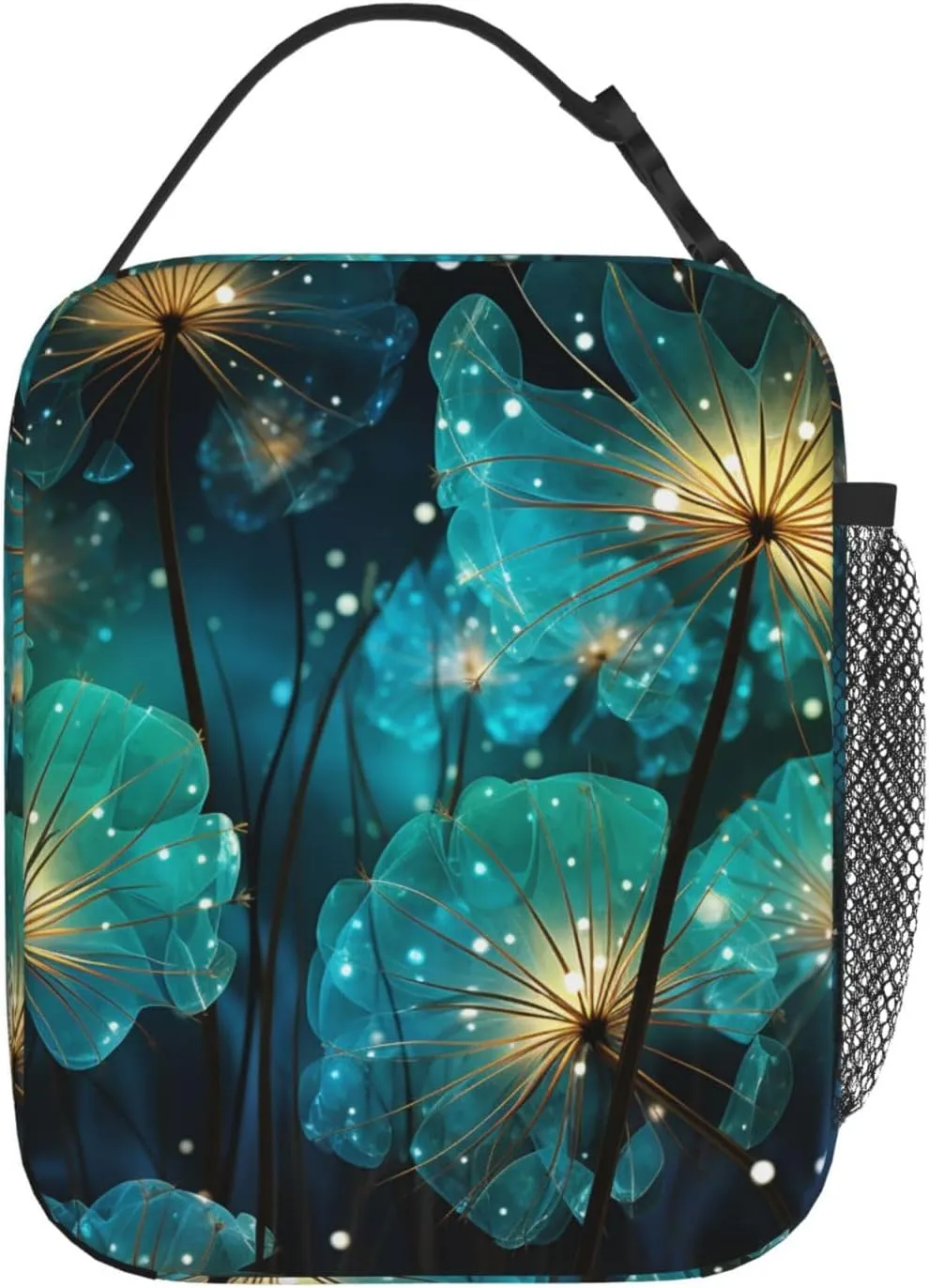 Unreal Flower Lunch Bag Women, Small Leakproof Cooler bag, Reusable Insulated bento lunch box for Work Office Picnic or Travel