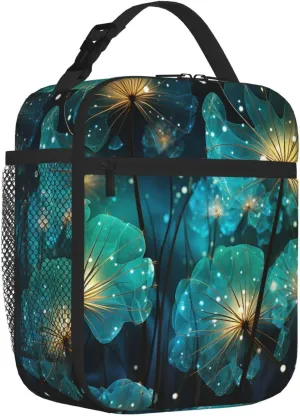 Unreal Flower Lunch Bag Women, Small Leakproof Cooler bag, Reusable Insulated bento lunch box for Work Office Picnic or Travel