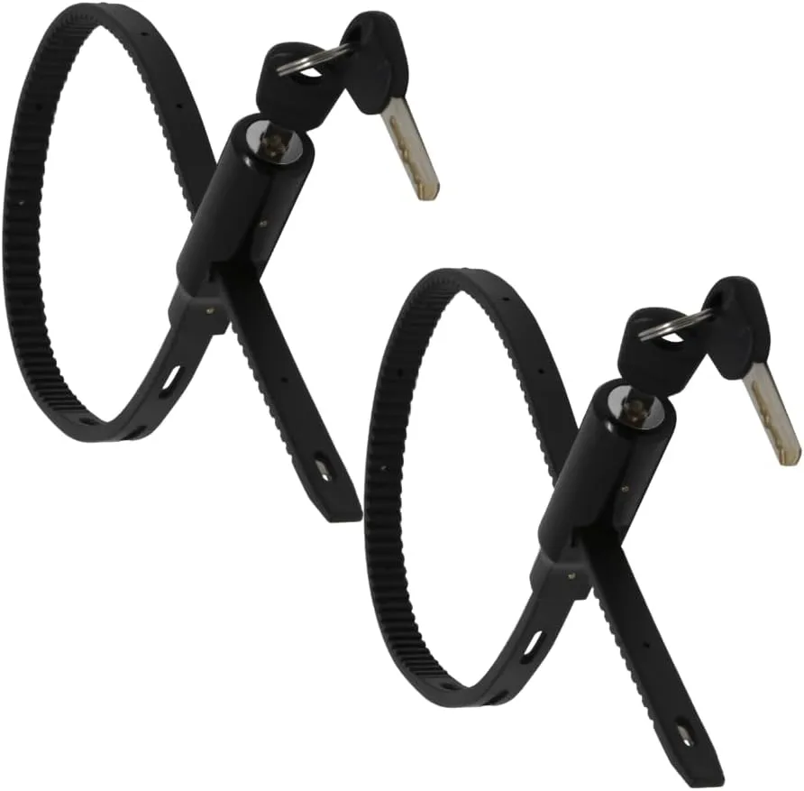 Urban August Adjustable Zip Tie Lock for Refrigerator Door Cabinet Bike Stroller Helmet - Multi-Purpose Keyed French Door Lock - Stainless Steel Fridge Lock with Key - Black, 2 Pack…