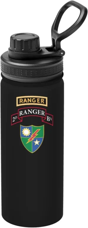 US Army Retro 2nd Ranger Battalion Stainless Steel Insulated Water Bottle: 18oz, Leak-Proof, Hot & Cold, Eco-Friendly