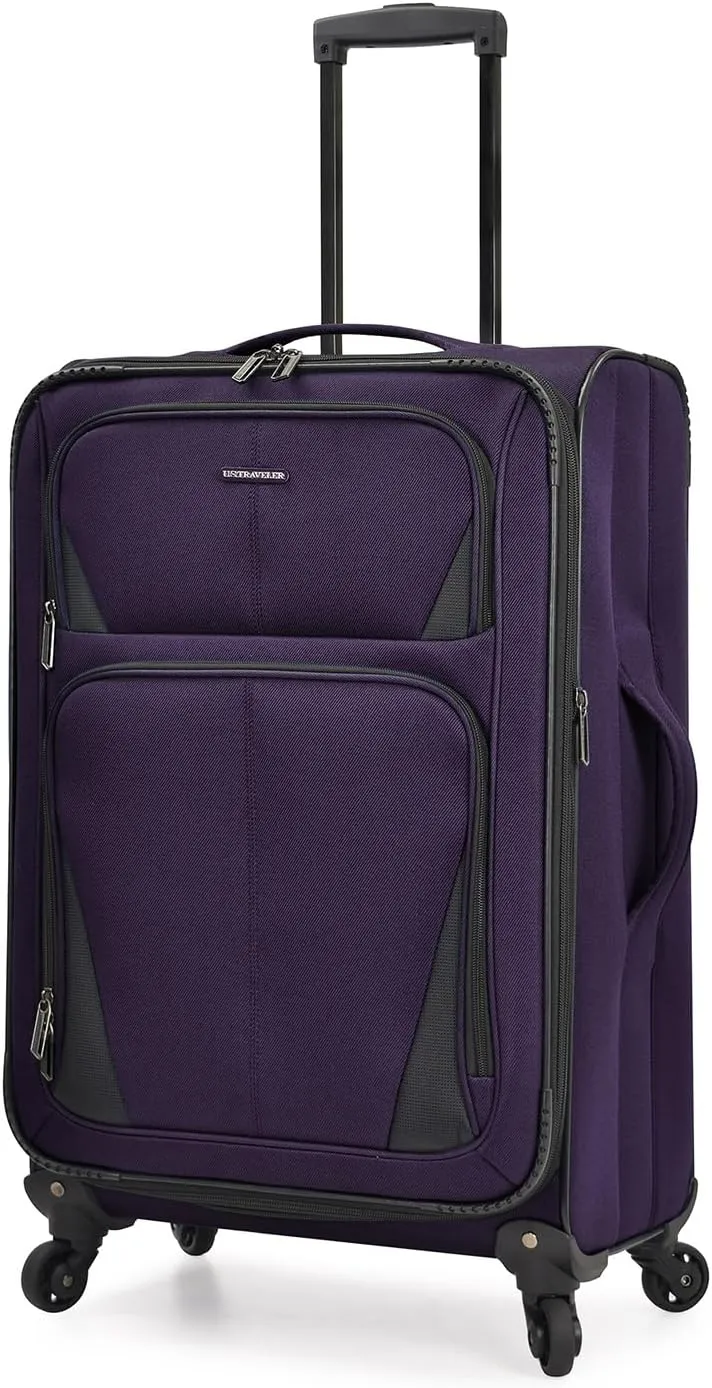 U.S. Traveler Aviron Bay Expandable Softside Spinner Wheels, Purple, 3 Piece Luggage