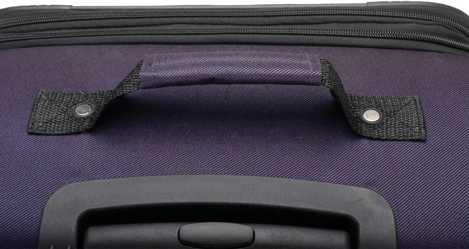 U.S. Traveler Aviron Bay Expandable Softside Spinner Wheels, Purple, 3 Piece Luggage