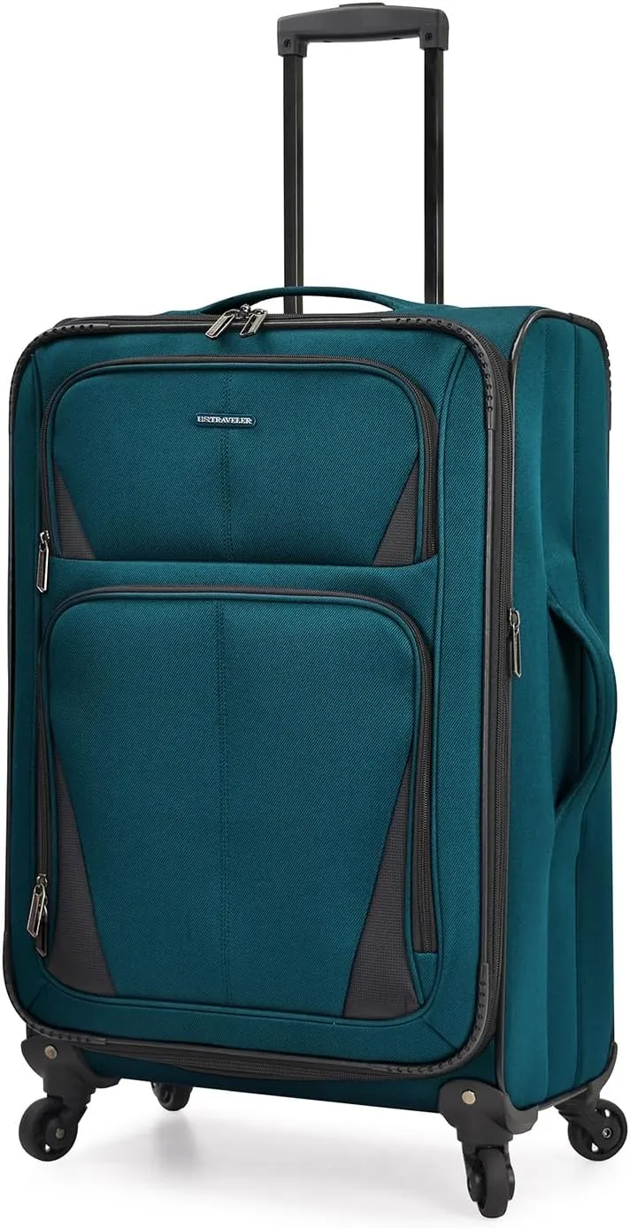 U.S. Traveler Aviron Bay Expandable Softside Spinner Wheels, Teal, 3 Piece Luggage