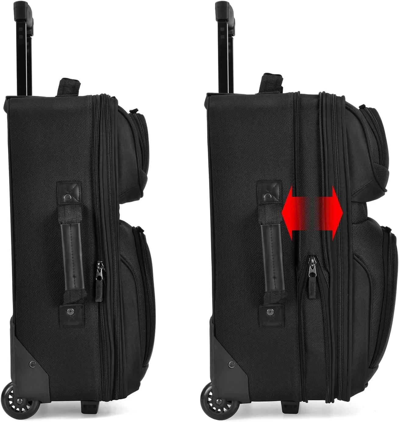 U.S. Traveler Lightweight Rolling 20" Carry On Luggage Softside Suitcase, Black, 2 Wheel-1 Piece