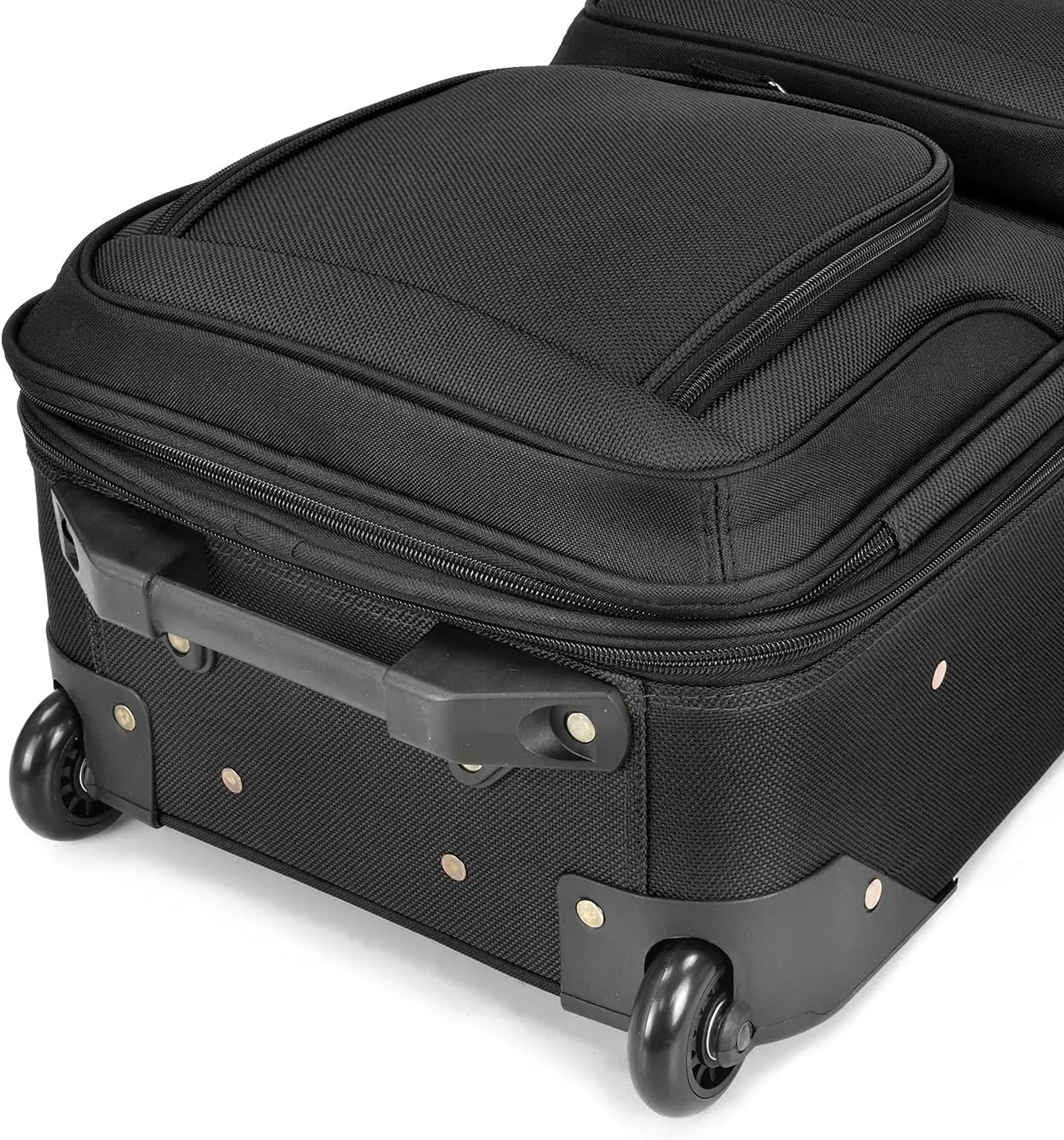 U.S. Traveler Lightweight Rolling 20" Carry On Luggage Softside Suitcase, Black, 2 Wheel-1 Piece