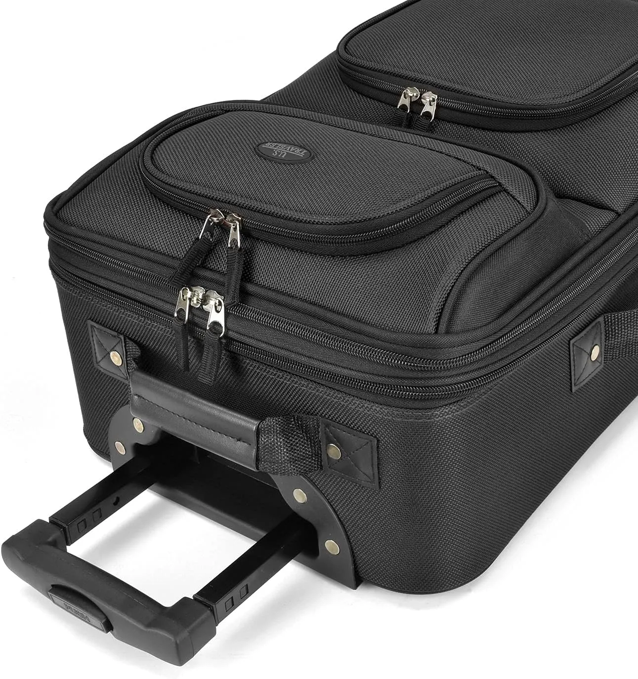 U.S. Traveler Lightweight Rolling 20" Carry On Luggage Softside Suitcase, Black, 2 Wheel-1 Piece
