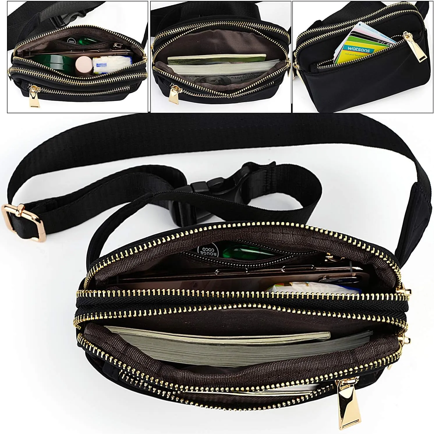 UTO Fanny Pack for Women Crossbody Trendy Fashion Belt Purse Chest Waist Hip Bumbag for Outdoor Shopping Travel Hiking
