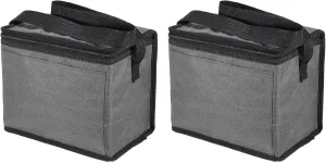 uxcell 2pcs Insulated Reusable Grocery Bags with Zippers, Collapsible Cooler Bags Washable Food Shopping Bags for Hot/Cold Food Groceries Travel Beach (Grey, 9.8"x5.9"x7.9")