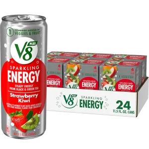 V8  SPARKLING ENERGY Strawberry Kiwi Energy Drink, Made with Real Vegetable and Fruit Juices, 11.5 FL OZ Can (6 Packs of 4)