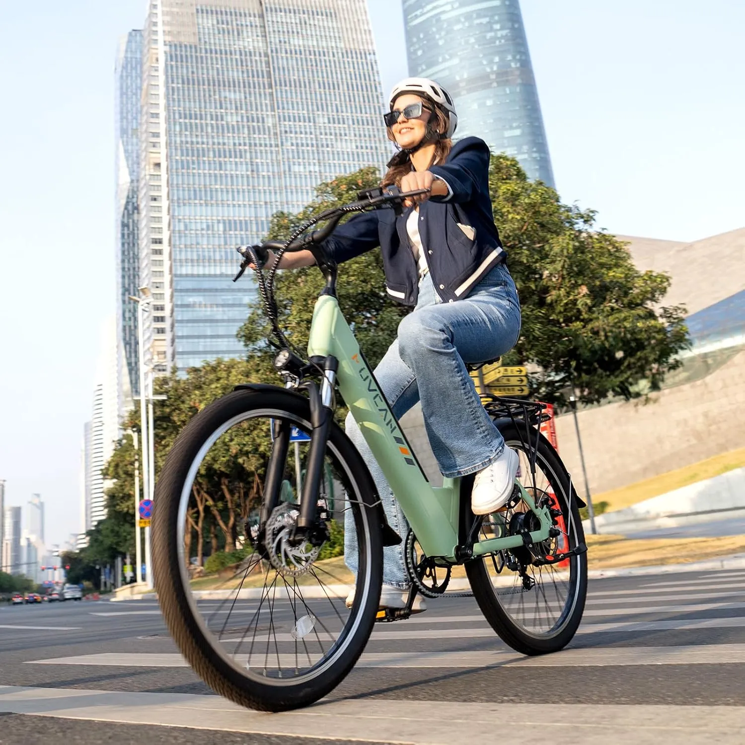 V80 Electric Bike, 1000W Motor 28MPH Ebike, 48V 13Ah Removeable Battery, 26'' City Cruiser Adult Electric Bicycles up to 70 Miles, 7-Speed Dual Disc Brake, Mountain E Bike for Commuting
