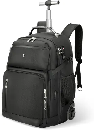 Vacuum Rolling Backpack,50L Roller Travel Laptop Backpack with Anti-Theft,rolling backpack for travel,Water-Resistant Carry-On Luggage,Business and Commuting (A)