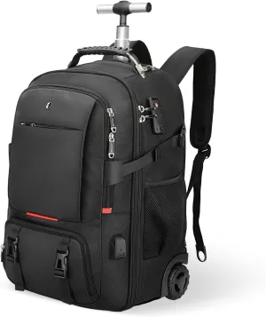 Vacuum Rolling Backpack,50L Roller Travel Laptop Backpack with Anti-Theft,rolling backpack for travel,Water-Resistant Carry-On Luggage,Business and Commuting (C)