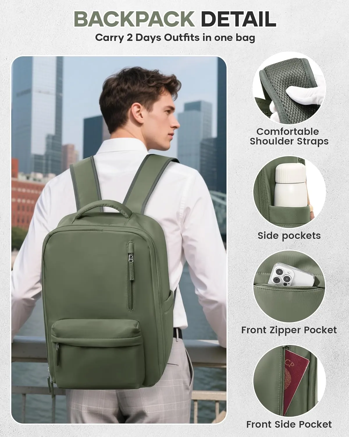 Vacuum Seal Backpack for Travel with Air Pump Vacpack Airback Carry on Flight Approved Compression Daypack Laptop Space Saver Bags Storage with Vacuum System 18x14x8 inches Travel Bag Women GreyGreen