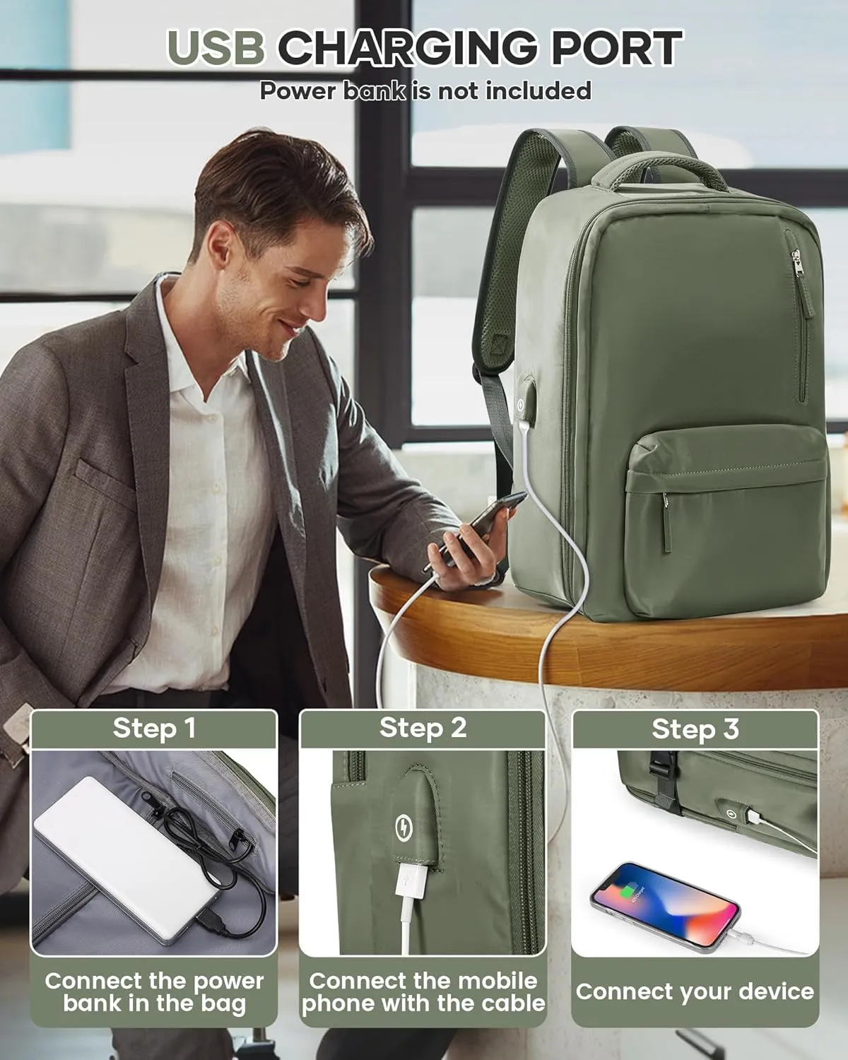 Vacuum Seal Backpack for Travel with Air Pump Vacpack Airback Carry on Flight Approved Compression Daypack Laptop Space Saver Bags Storage with Vacuum System 18x14x8 inches Travel Bag Women GreyGreen