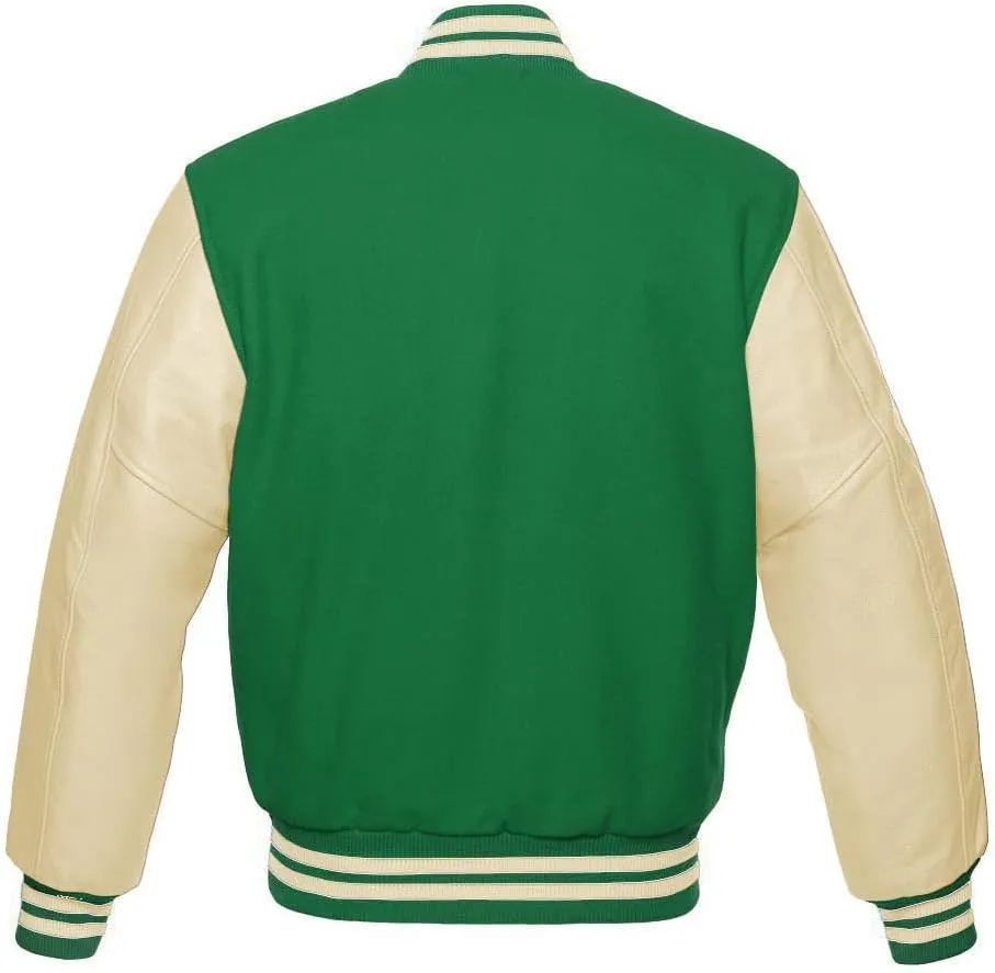 Varsity Baseball Letterman Bomber Wool & Half White Genuine leather sleeves Varsity Jacket
