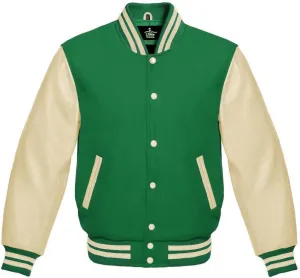 Varsity Baseball Letterman Bomber Wool & Half White Genuine leather sleeves Varsity Jacket