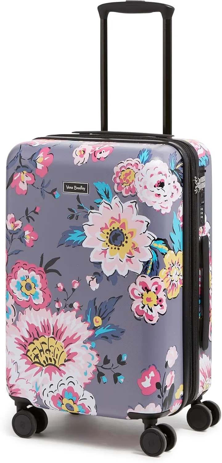 Vera Bradley Hardside Rolling Suitcase Luggage, Parisian Bouquet Dark Gray