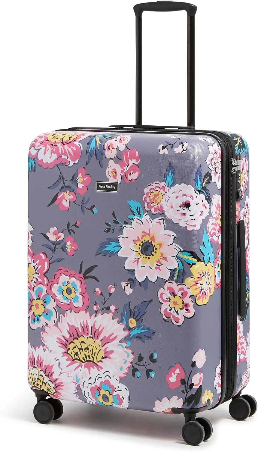 Vera Bradley Hardside Rolling Suitcase Luggage, Parisian Bouquet Dark Gray