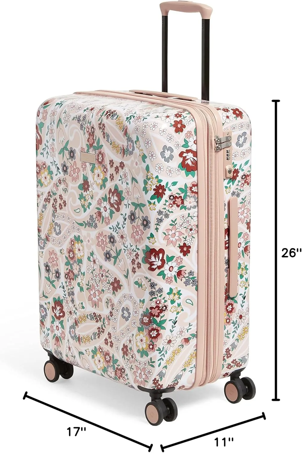 Vera Bradley Women's Hardside Rolling Suitcase Luggage, Prairie Paisley, 26" Check In