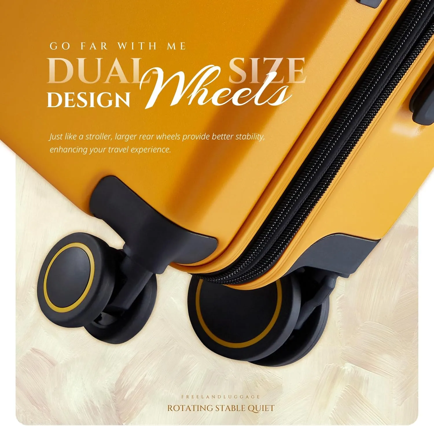 Verage Freeland Carry On Luggage with X-Large Spinner Wheels, 20 Inch Expandable Hardside Travel Luggage, Rolling Suitcase TSA Approved (20-Inch, Yellow)