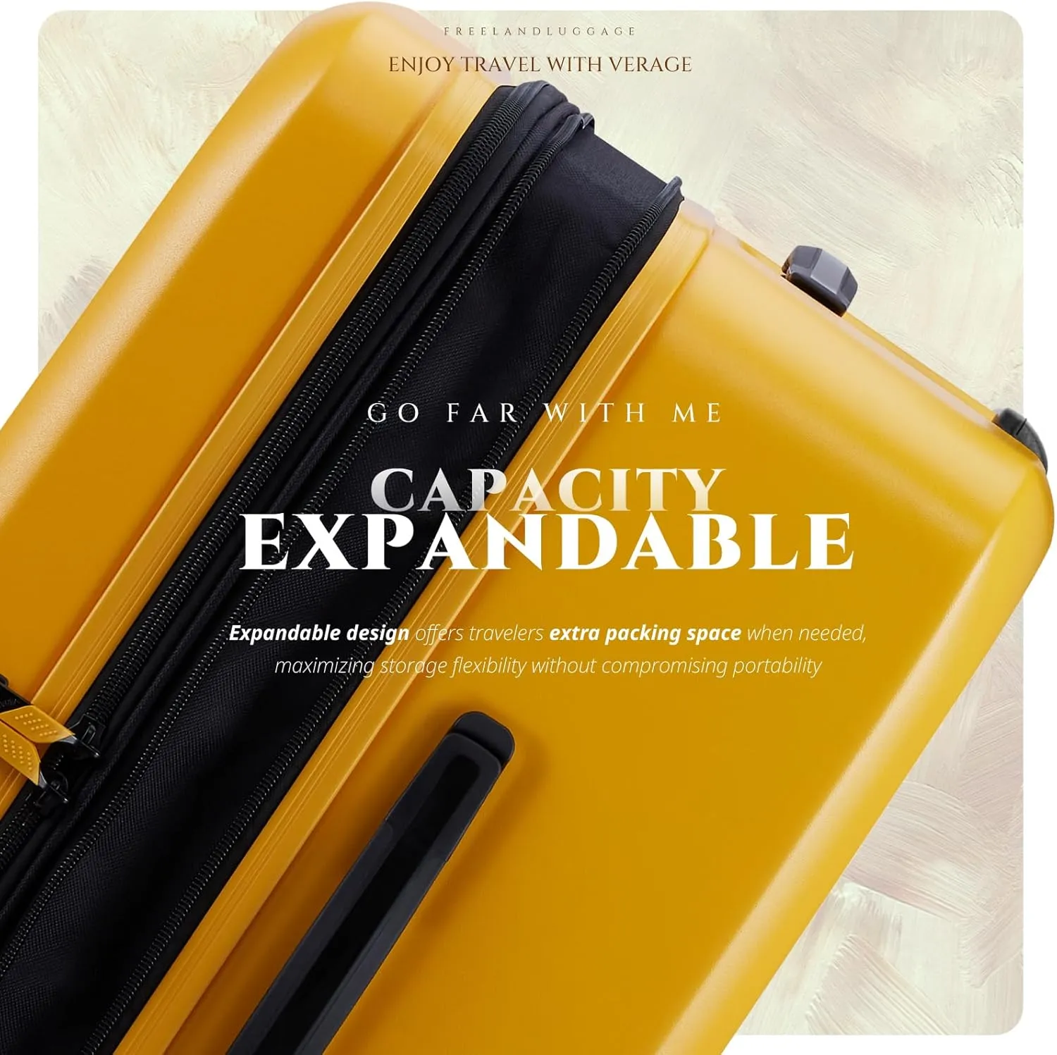 Verage Freeland Carry On Luggage with X-Large Spinner Wheels, 20 Inch Expandable Hardside Travel Luggage, Rolling Suitcase TSA Approved (20-Inch, Yellow)