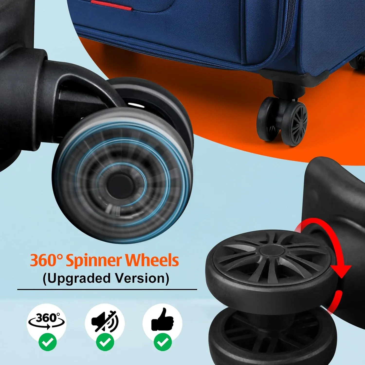 Verdi Softside Expandable 28 Inch Luggage with Spinner Wheels Lightweight Travel Suitcase (Navy, Checked-Large 28-Inch)