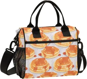 VIGTRO Food Pancake with Syrup Insulated Lunch Bag Leakproof Lunch Box for Women Men Reusable Lunch Tote Bag with Adjustable Shoulder Strap for Office Picnic Travel Size S
