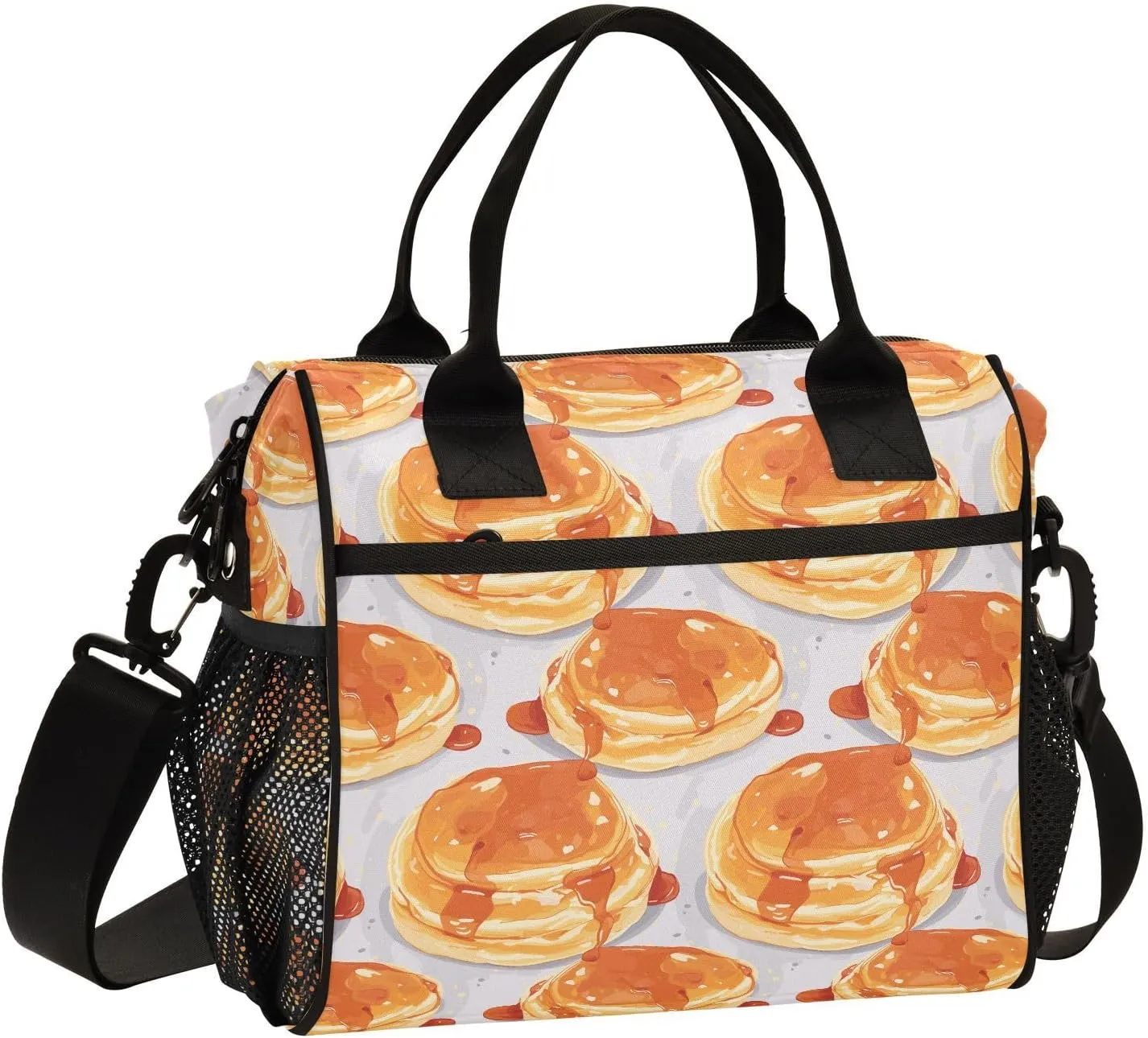 VIGTRO Food Pancake with Syrup Insulated Lunch Bag Leakproof Lunch Box for Women Men Reusable Lunch Tote Bag with Adjustable Shoulder Strap for Office Picnic Travel Size S