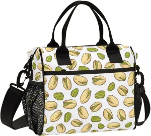 VIGTRO Pistachio Nut Pattern Insulated Lunch Bag Leakproof Lunch Box for Women Men Reusable Lunch Tote Bag with Adjustable Shoulder Strap for Office Picnic Travel Size S
