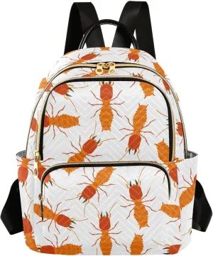 VIGTRO Women Fashion Backpack Quilted Mini Purse Termite Cartoon Seamless Pattern, Lightweight Travel Casual Shoulder Backpack with Adjustable Straps Size S