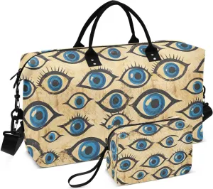 Vintage Blue Eyes Duffel Bag for Travel Gym Sport, Weekender Travel Bags Carry on Overnight Bag