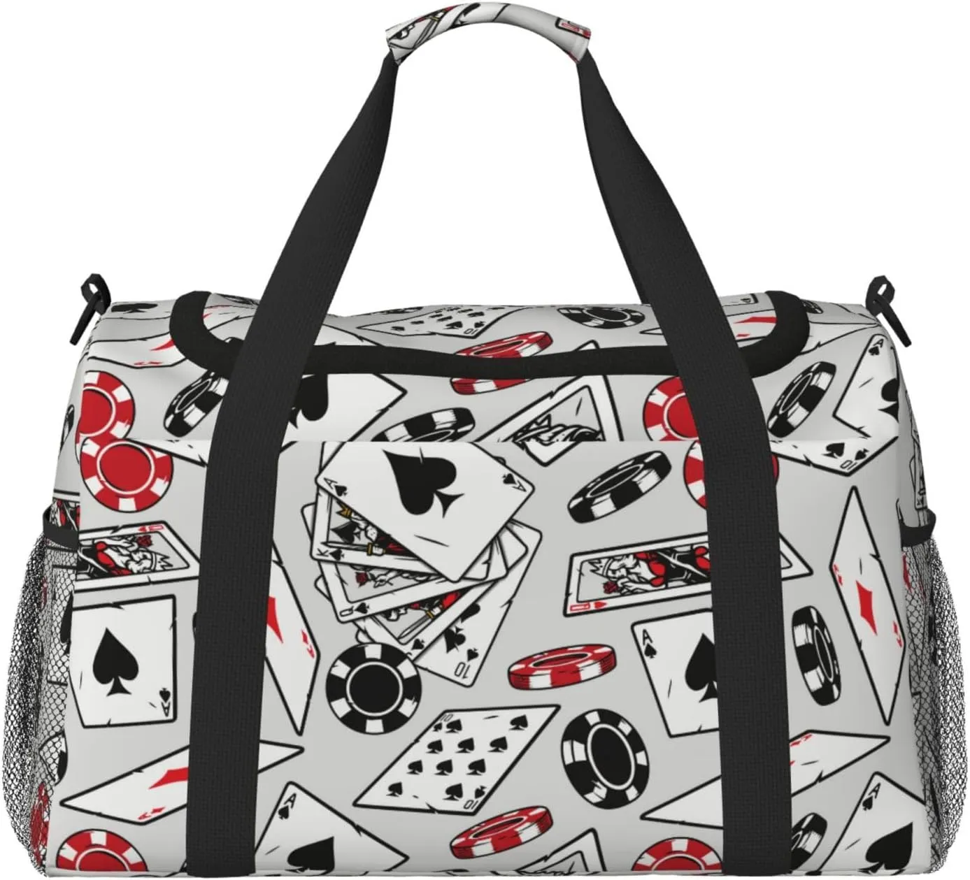 Vintage Chips And Playing Cards Travel Duffle Bag Carry On Duffle Bags For Womens & Mens Travel Overnight Bag Tote Bag Yoga Gym Bag